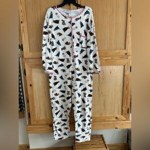 Vintage The Eagles Eye Best Friends Collection White Dog Printed 1Piece PJ sz M